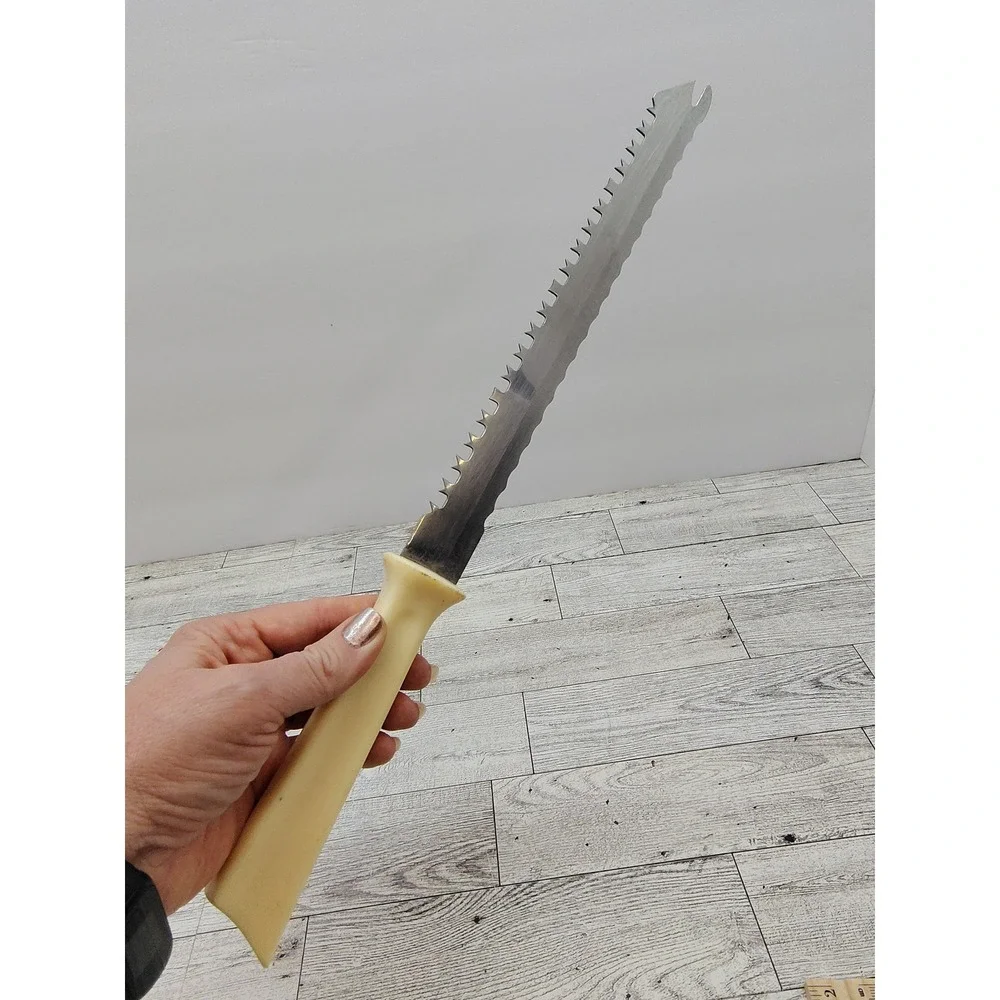 Vintage‎ Quikut Quikkle Stainless Double Sided Carving Knife Serrated Bakelite